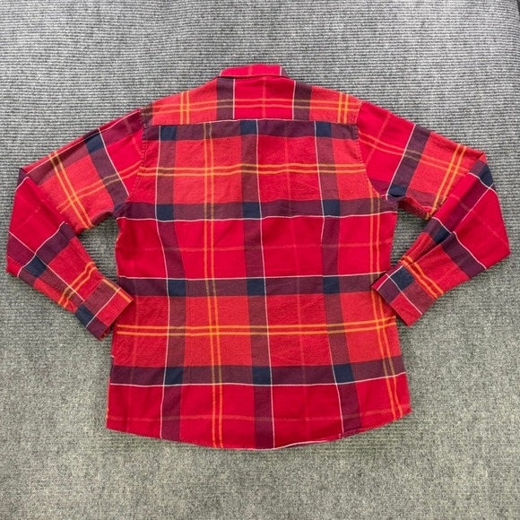 Barbour John Tailored Fit Plaid Button Down Flannel Shirt Men Large Red Navy - Picture 3 of 16